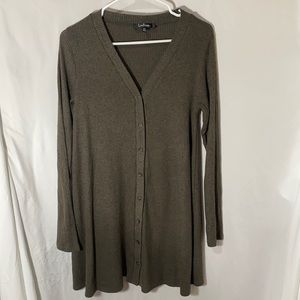 Lulus Camo Green Button Down Long Sleeve Dress